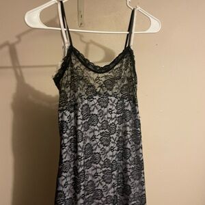 Charlotte Russe Black Lace Chemise with Spaghetti Straps